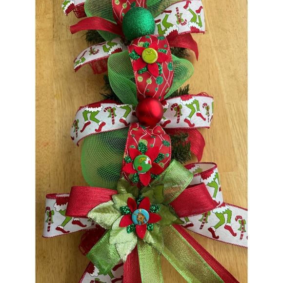 Grinch Mailbox Swag Topper Decoration Handcrafted Christmas Home Decor - Picture 7 of 7